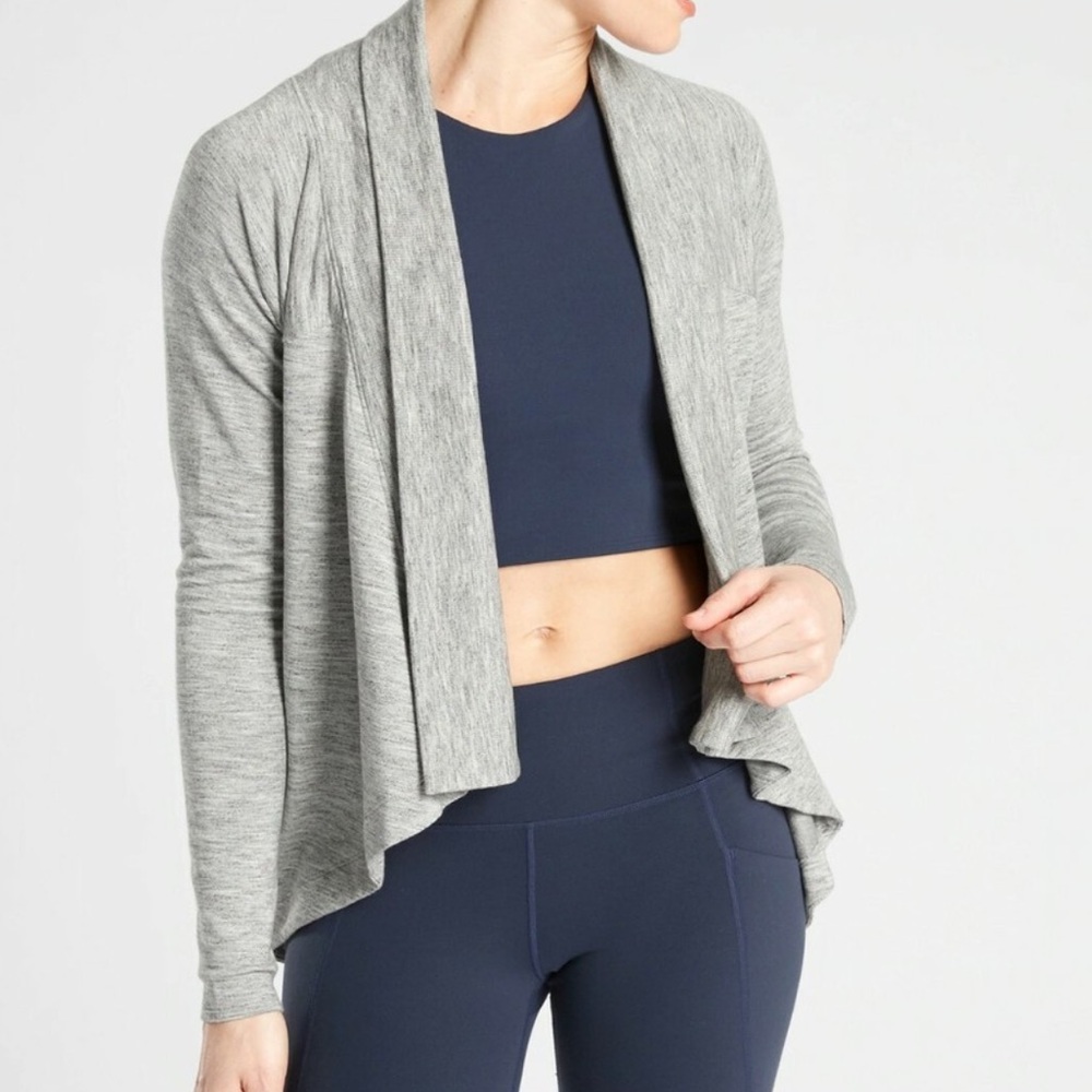 Athleta Nirvana Wear Two Ways Wrap Marl Grey Heather Size Medium